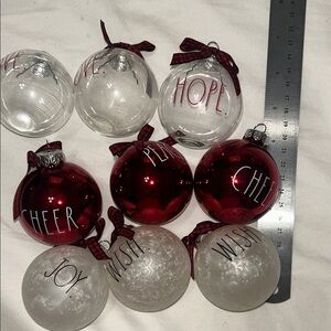 Rae Dunn Holiday Ornaments in Red and Clear